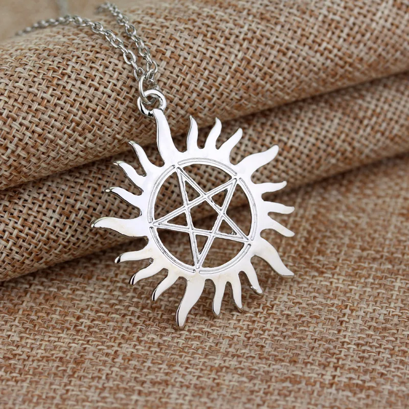 

Super Natural Necklace Pentagram Sun кулон Chains цепи брелок 1 pc Wholesale Aesthetic Choker Jewelry Gift