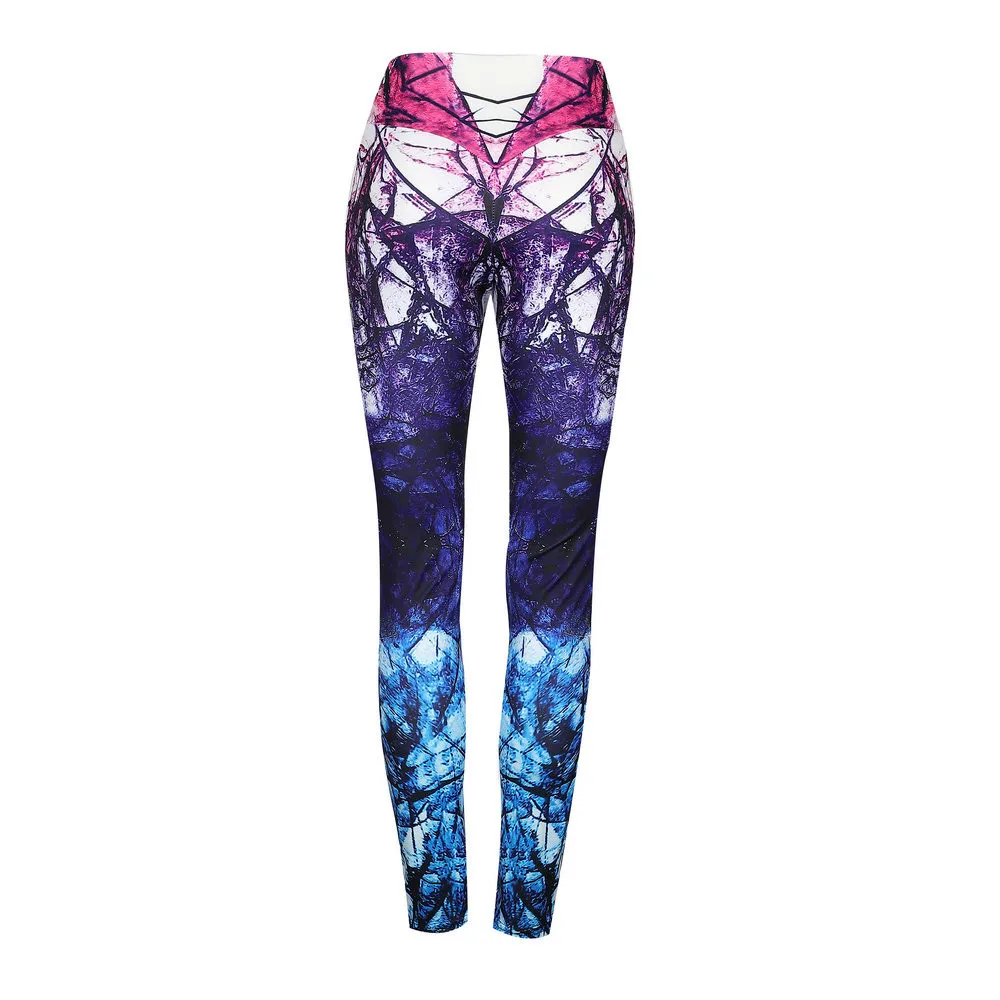 

Leggings Women Sports Gym Yoga Workout Color Printing Mid Waist Running Pants Fitness Elastic Leggings Pantalones Deportivos