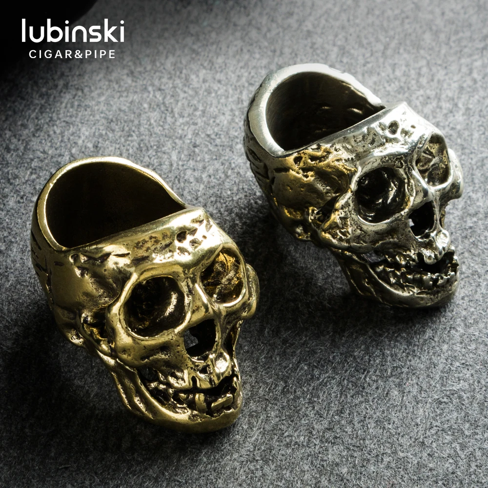 LUBINSKI Bronze Pure Copper Skull Cigar Stand Portable Ashtray Holder Men's Gift | Дом и сад