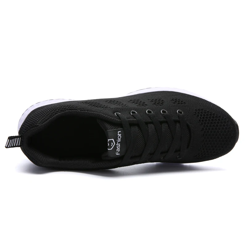 Женские Модные дышащие прогулочные сетчатые туфли на плоской подошве белые