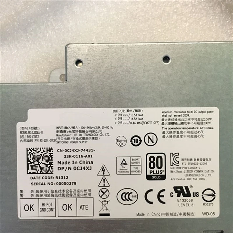 Brand-New PSU For Dell AIO OptiPlex 9010 2330 9020 200W Power Supply L200EA-00 L200EA-01 F200EU-01 D200EA-00 0RYK84 CRHDP VVN0X |