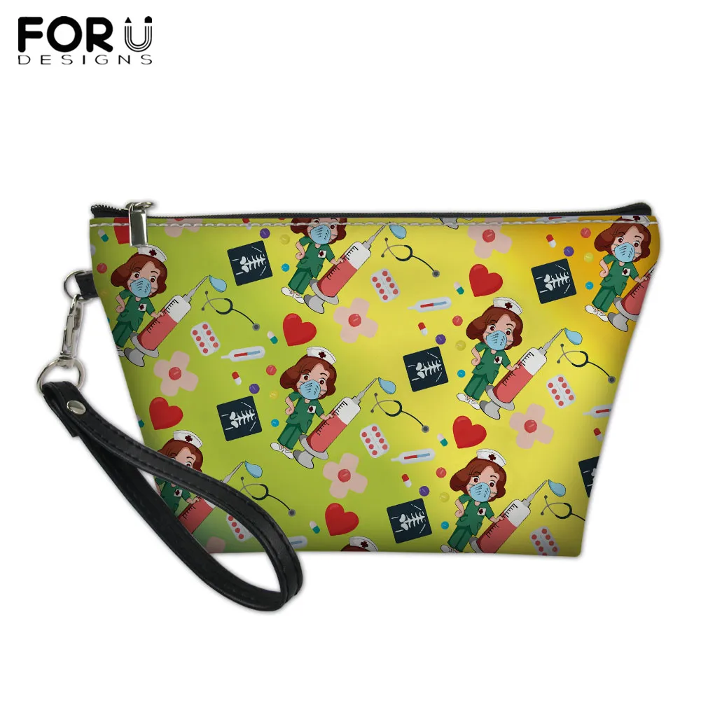 

Чехол для косметики FORUDESIGNS для женщин, милый мультяшный рисунок медсестры, Женский полиуретановый чехол для косметики, портативный мини-чех...