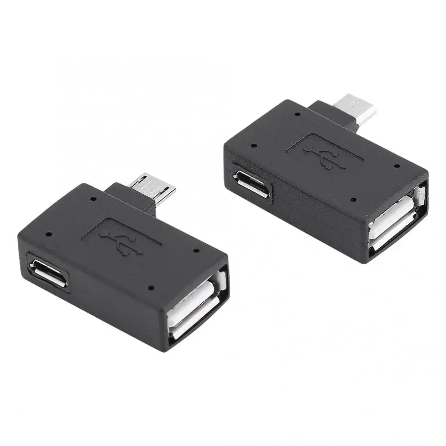 NEW 2Pcs USB 2.0 Female to Male Micro OTG Adapter Power Supply Port 90 Degree Left Right Angled Adapters | Электроника