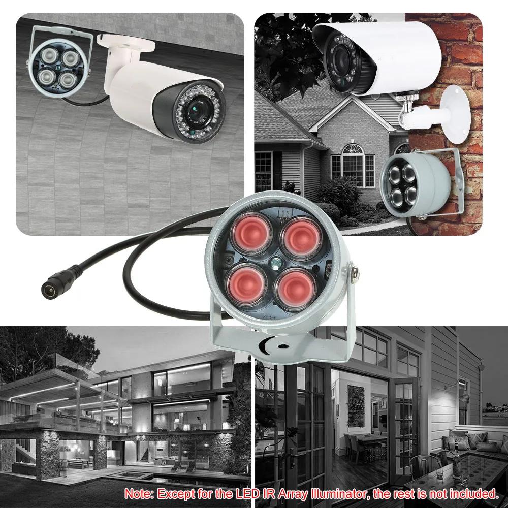 4pcs High Power LED IR Array Illuminator Lamp for CCTV Security Camera Silver | Безопасность и защита