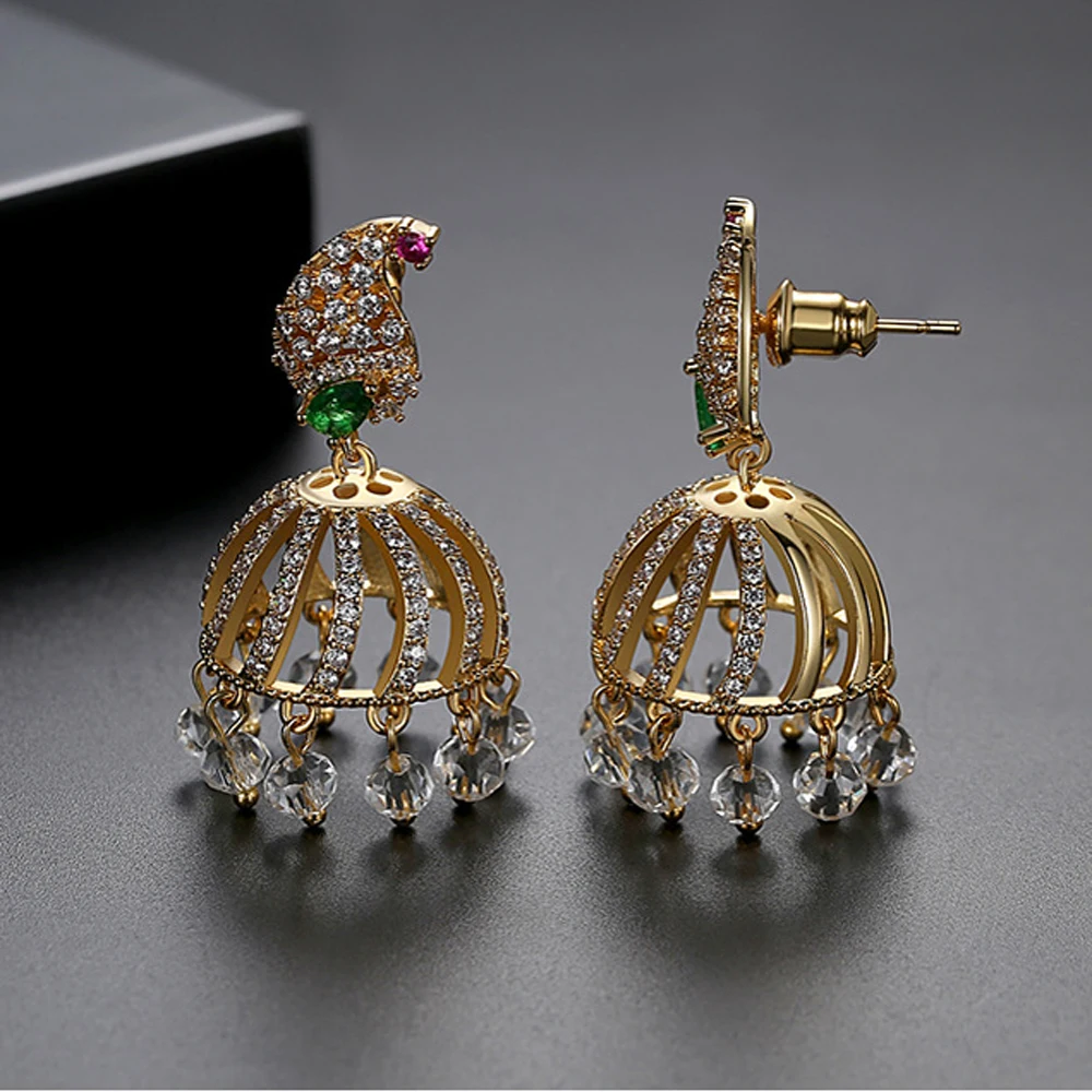 Retro Indian Bollywood Kundan Peacock Jhumka Jhumki Drop Earrings Gypsy Ethnic Antique Vintage Style Palace Bell Earring Jewelry | Украшения