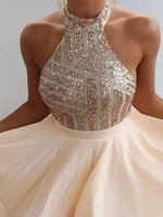 hot sale sequin short prom dress halter backless above knee homecoming dress formal party gowns