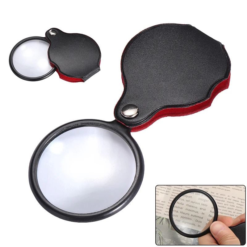 

Leather Pouch Folding Magnifying Loupe 8X Glass Lens Pocket Magnifier Low-vision Reading Aid Magnification Tool