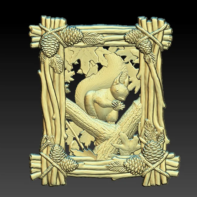 Украшение для дома 3D модель симпатичная рельефа белки STL фрезерного станка с чпу