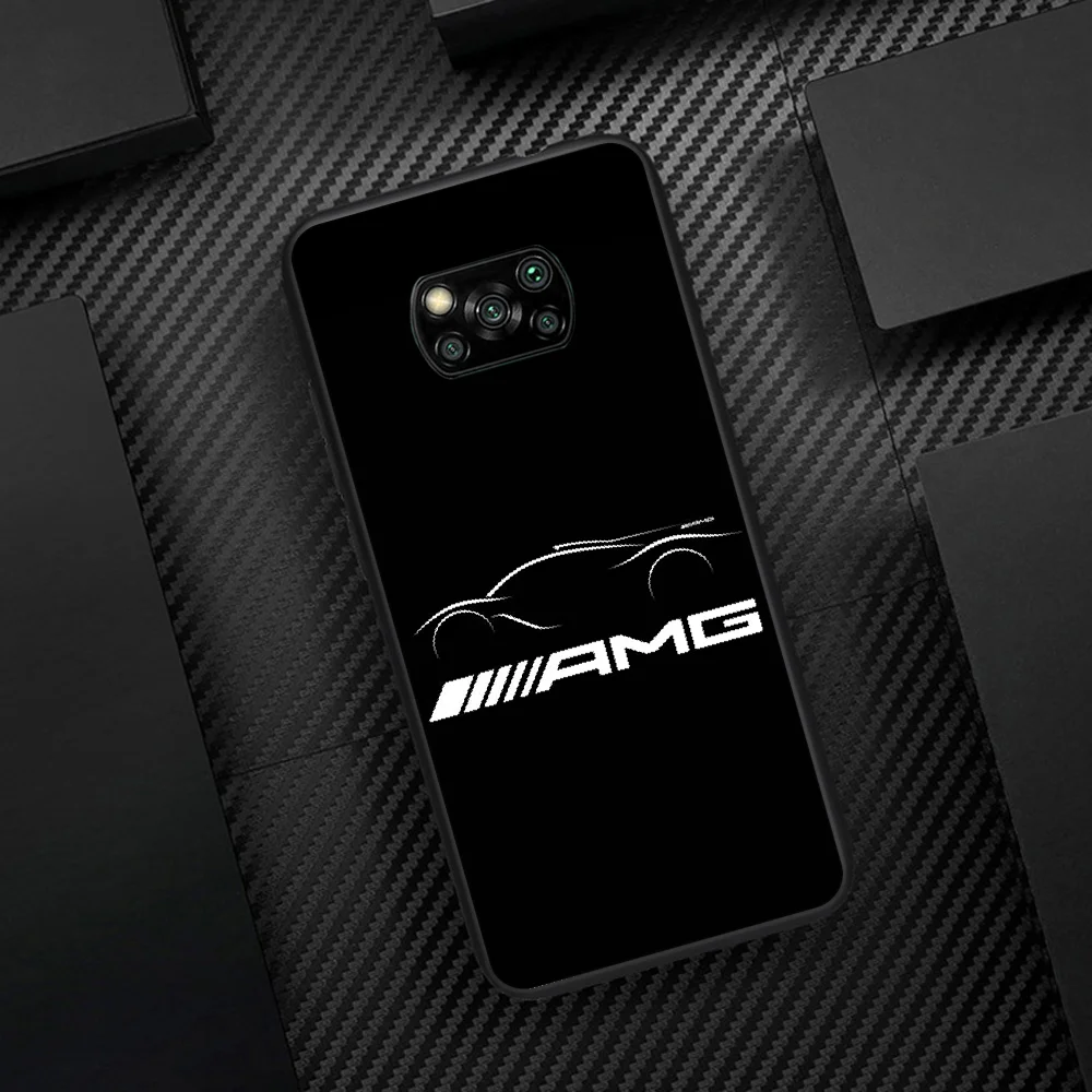 

Mercedes Benz Amges Car Phone Case Cover Hull For Xiaomi Mi A2 A3 8 9 SE 9T 10 10T Lite Pro Ultra Poco X3 black Shell Soft Coque