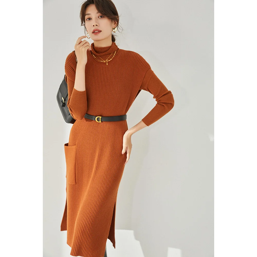 

21 Qiuxin slim fit inside with hollow high neck semi perspective dress bottoming shirt women's 12785 dress 12786