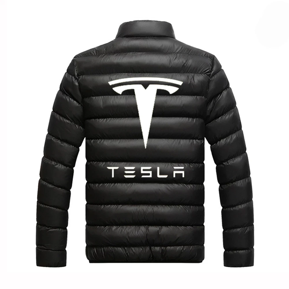 

2021 New Tesla Car Logo Streetwear 4 Color Jackets Zipper Male Print Casual Padded Sport Coats Man's Hip Hop Cotton Tops