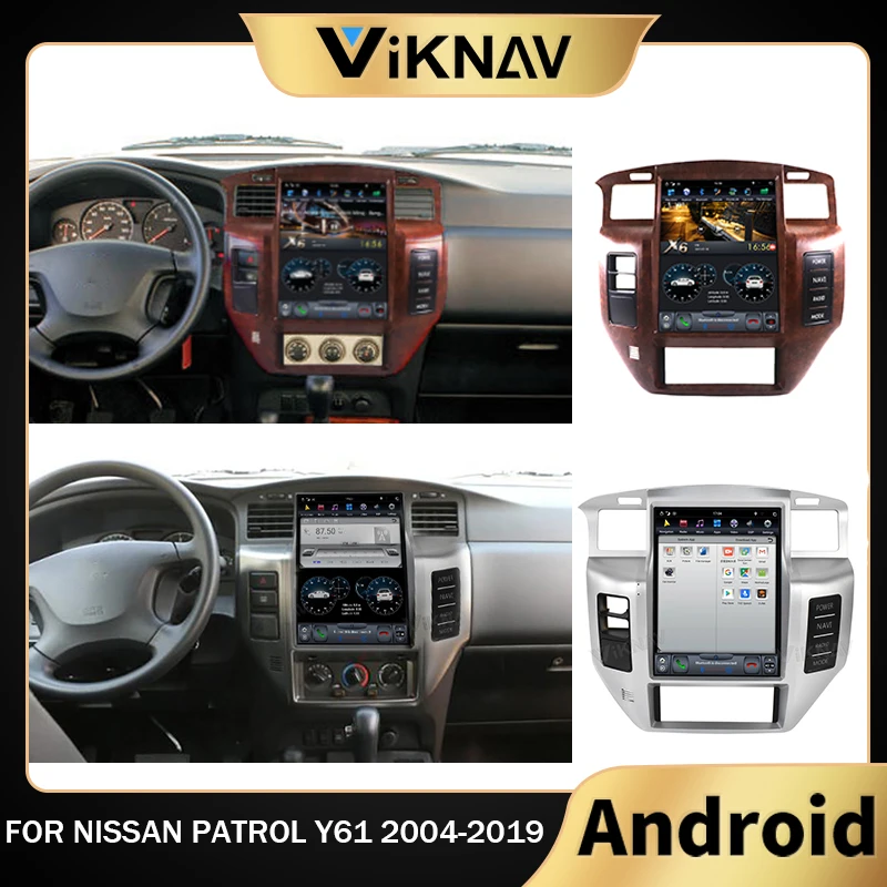 

Автомагнитола на Android для NISSAN патруль Y61 2004-2019, автомобильный стерео Мультимедийный Плеер из красного дерева, серебристого и белого цветов, GPS-навигация