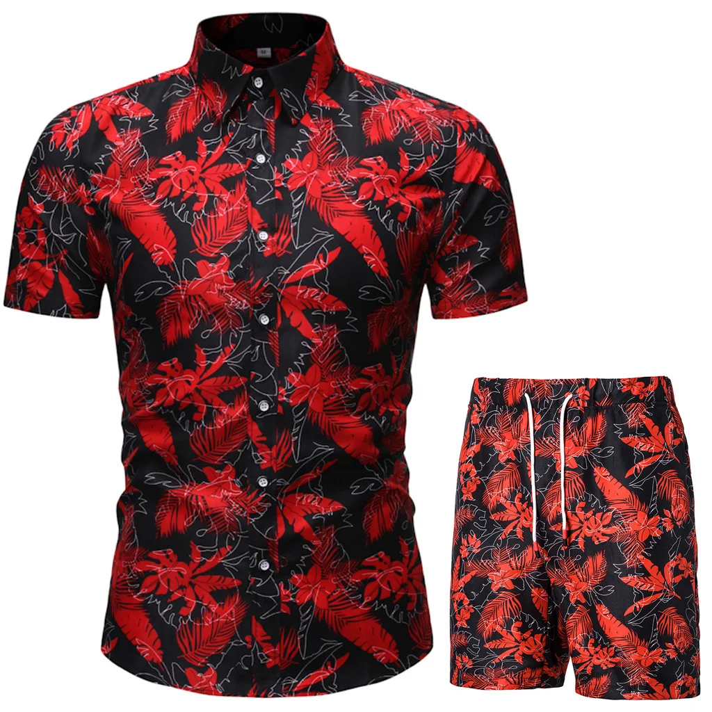 

Summer New 2022 Men's Casual Suit Korean Slim Short Sleeve Shirt Shorts Mens Beach Suit 2 Piece Set Two Piece Set Summer