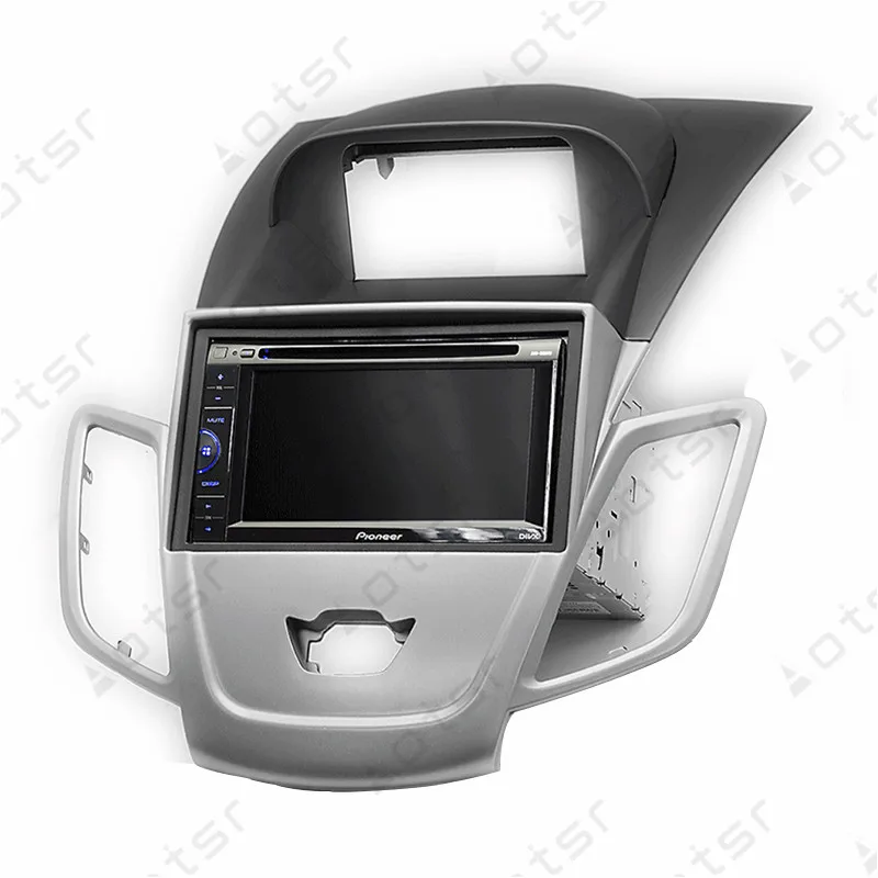Автомобильная Радио фасции стерео панель пластина для FORD Fiesta 2008 2009 2010 2011 2012 2013- с дисплеем Серебристая Рамка