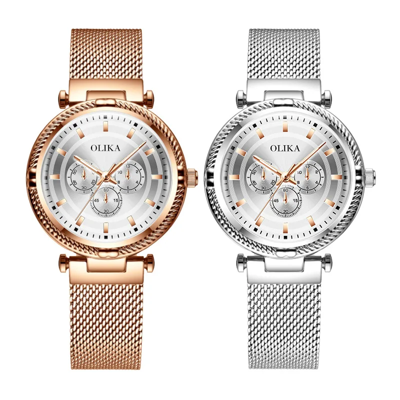 

Women Watches With Steel Wire Outer Ring Luxury Ladies Mesh Stainless Steel Waterproof Quartz Watch Gift