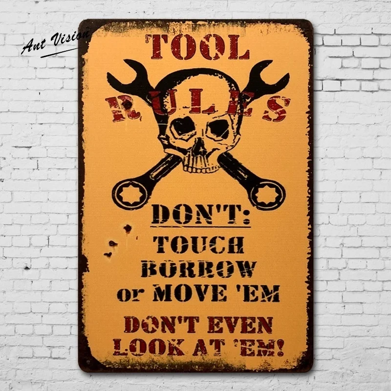

TOOL RULES Vintage Metal Painting Tin Sign Retro Plaque Poster Pub Bar Garage Wall Decor(Visit Our Store, More Products!!!)