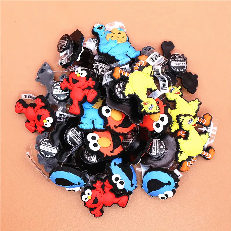 High imitation 1pcs Cartoon PVC Shoe Charms Sesame Street Shoe Accessories Shoe Buckle Decorations fit Croc JIBZ Kids X-mas Gift
