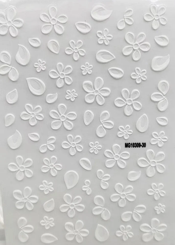 5D акриловые гравированные наклейки для ногтей тисненые Красочные Цветочные