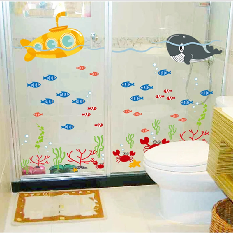 Мультяшная Милая морская подводная лодка КИТ DIY Съемные наклейки на стену для