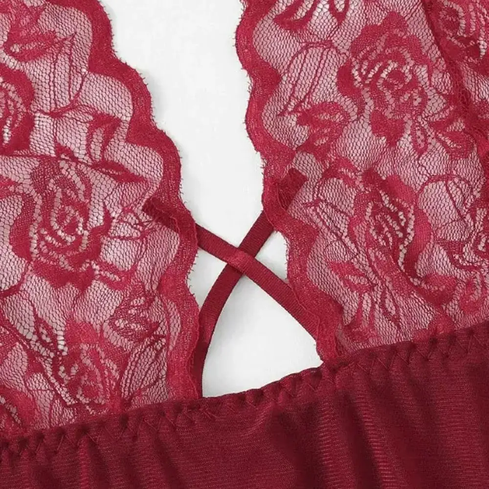 Пикантная Женская кружевная ночная рубашка модное нижнее белье без рукавов с