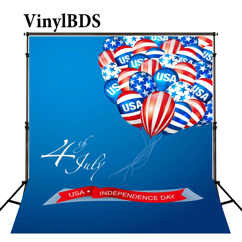 VinylBDS 8x10 футов американский флаг фон День Независимости Синий воздушный шар для