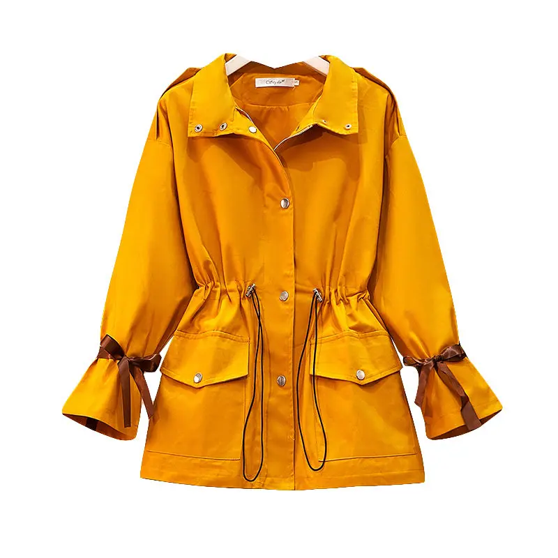 Женский Длинный тренчкот свободная ветровка большого размера на весну и осень