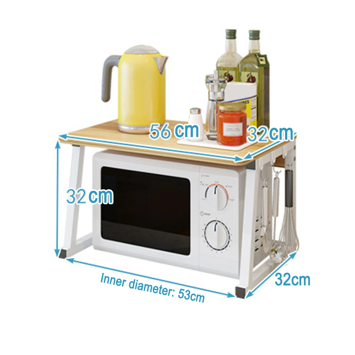 

Microwave Oven Shelf Rack Kitchen Counter Shelf Storage Organizer Metal Kitchen Cabinet Rack Tableware Walnut Color Storage Rack