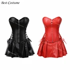 Женское платье-корсет на молнии, из искусственной кожи