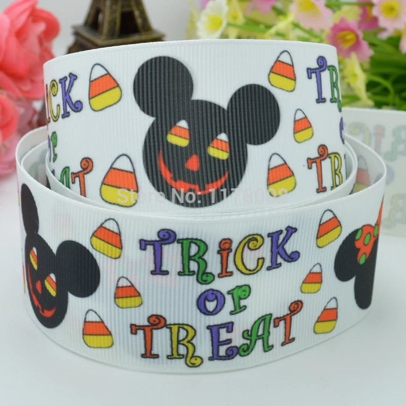 1 5 &quot38 мм Хэллоуин trick treat Тыква Кукуруза печатных корсажная лента бант для волос