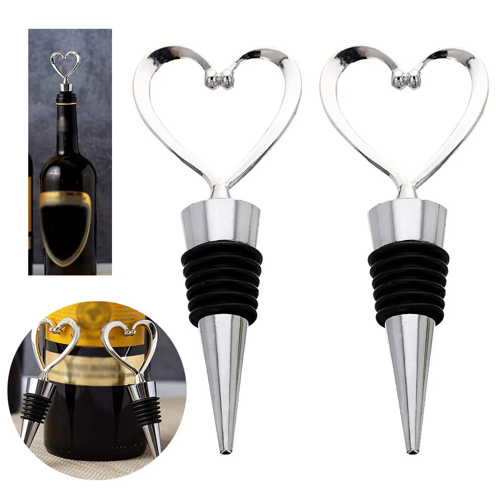 

Bottle Stopper Heart Shaped Zinc Alloy Bottle Stopper Reusable Vacuum Sealed Bottle Cap Champagne Stopper Bar Tools 3PCS