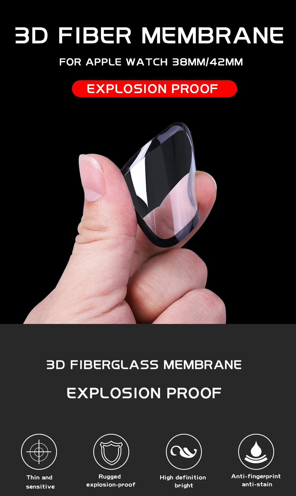 Подходит для защиты экрана apple watch, 38 мм 40 мм 42 мм 44 мм 3D Стекловолоконная закаленная пленка относится к iwatch серии 54321