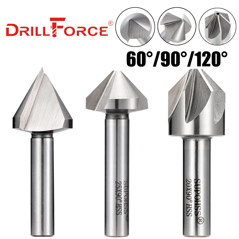 Сверло зенковочное Drillforce 4 5-60 мм HSS M2 1/3/6/8 канавки 60/90/120 градусов фаска |