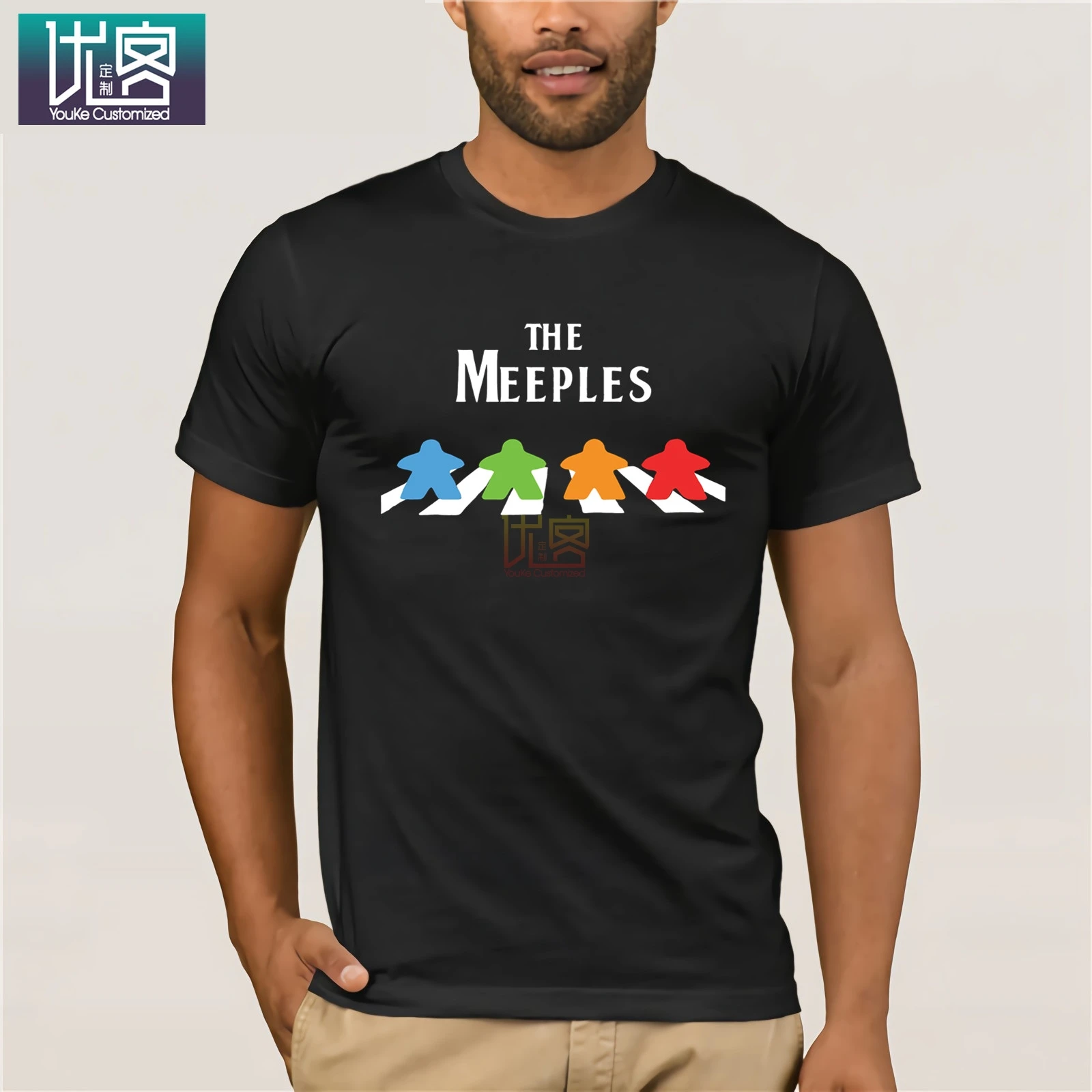 The Meeples, настольная игра, наркоман,, летняя мужская футболка с коротким рукавом, с круглым вырезом, хлопковые футболки, топы, Забавные футболки, хлопковые топы, футболка - Цвет: black