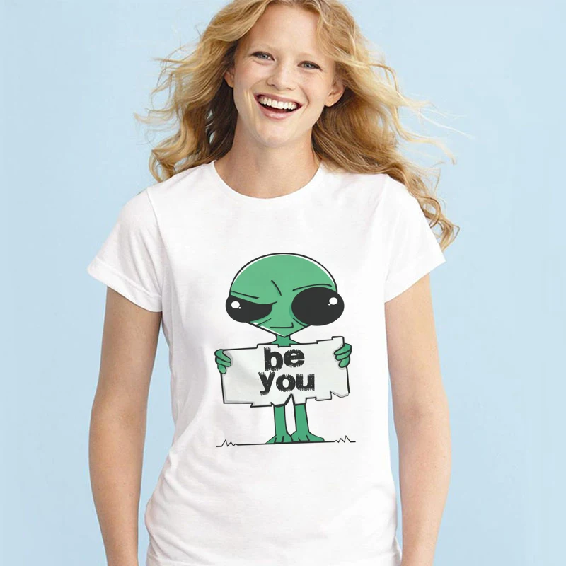 Женская футболка в стиле панк летняя повседневная с принтом инопланетянина