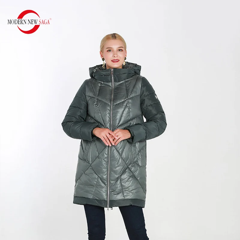 Dark Green MODERN NEW SAGA Зимнее Женское Пальто Теплая Длинная Женская Куртка Женская Зимняя Парка Зимнее Пальто Куртки Женские Зимние Толстое Хлопковое Стеганое Пальто Куртка Стеганная Женская Верхняя Одежда - Цвет: Dark Green