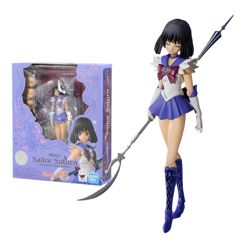 

Bandai Sailor Moon Anime Figure SHF Sailor Saturn Animation Color Edition Genuine Model Anime Action Figure Toys for Children