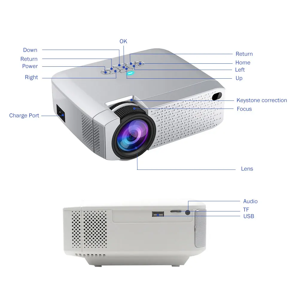 Cewaal светодиодный мини проектор D40W портативный 3D видео домашний кинотеатр CE/ROHS
