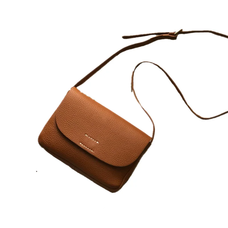 Корейская версия простая кожаная женская сумка однотонная через плечо |