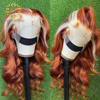 13x4 lace frontal wig 613 ginger orange blonde lace front wig human hair ombre brazilian transparent lace wigs for black women