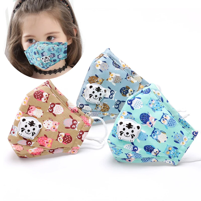 Симпатичная моющаяся маска для рта PM2.5 с клапаном детская антидымчатая