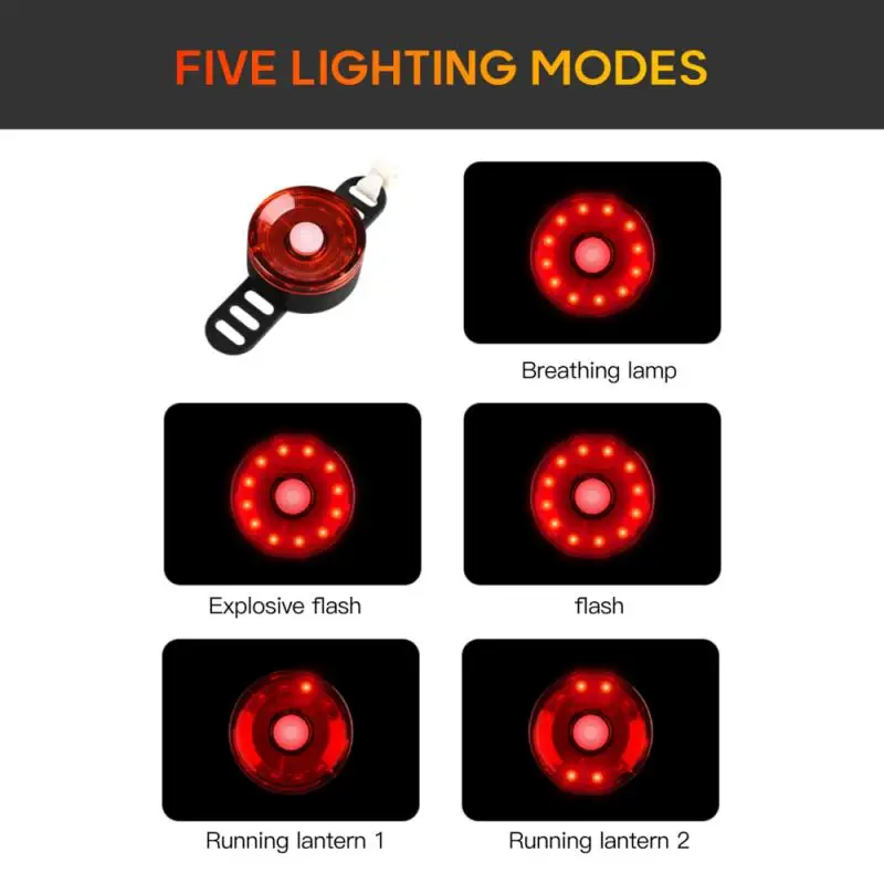 

12 Lamp Beads Bicycle Taillight Night Running Safety Warning Light Helmet Lamp USB charging riding taillights