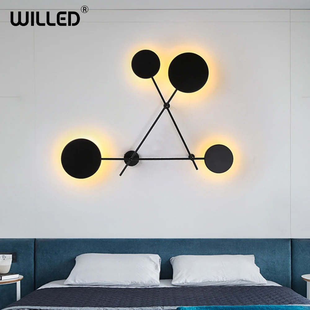 Креативная черная индивидуальная круглая настенная лампа украшение для дома