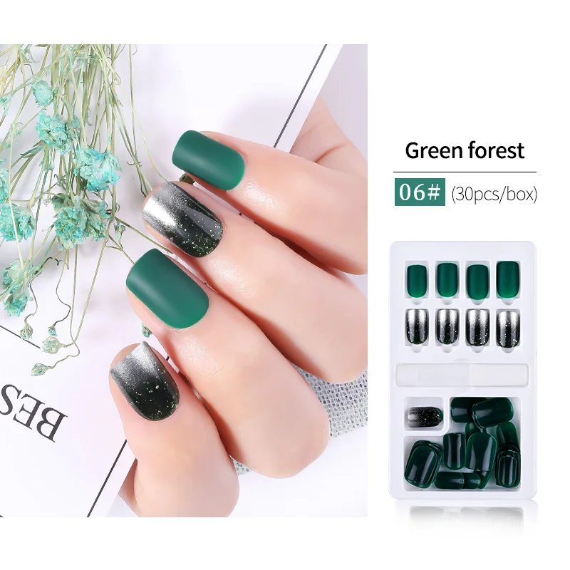 color 6 30 шт Многоразовые Накладные кончики для украшения ногтей, Длинные Короткие накладные искусственные Кончики ногтей, пресс для маникюра - Цвет: color 6