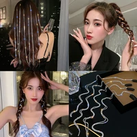 fashion colorful crystal tassel chains wig braiding hair clip for women girls shiny rhinestone ponytail hairpins hair accesories