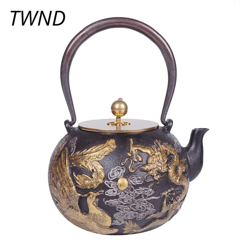 Чугунный чайник в японском стиле Дракон и Феникс чайный горшок с фильтром