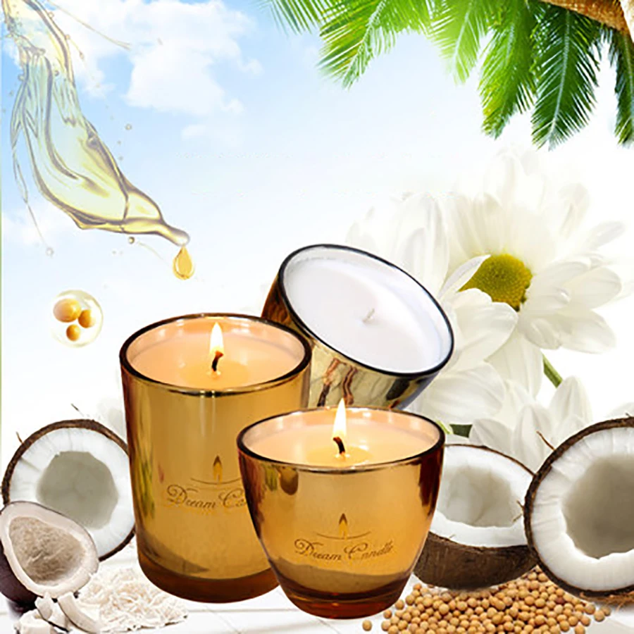 Натуральное Соевое Золото батарея без свечей свадебное украшение Арома