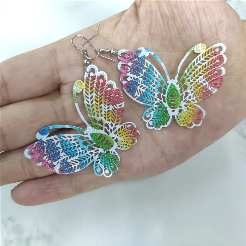 Цветные Серьги-бабочки для женщин медный Павлин перо подвеска висячие серьги