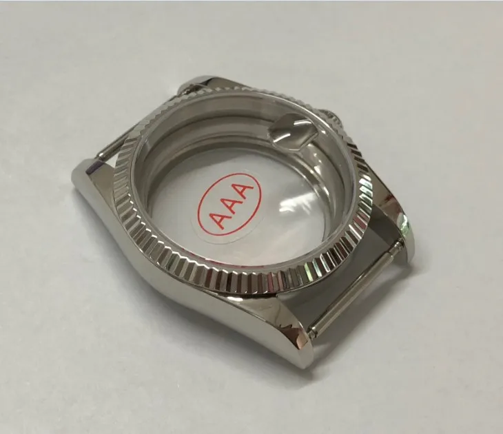 36 мм высококачественные Чехлы для часов из нержавеющей стали 316L с сапфировым