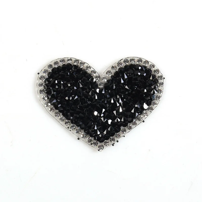 6 шт./лот черные термоклейкие нашивки со стразами в форме сердца|Заплатки| |