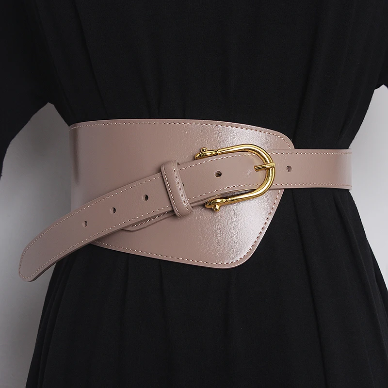 

SuperAen Мода Нерегулярные обжимной край два слоя воловьей кожи Обложка платье с декоративной отделкой универсальные поясные ремни для женщин